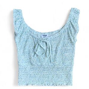 Blue Floral Smocked Tank Top XS